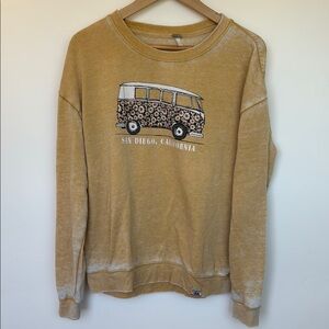 Yellow “worn look” San Diego Sweater with Graphic Design